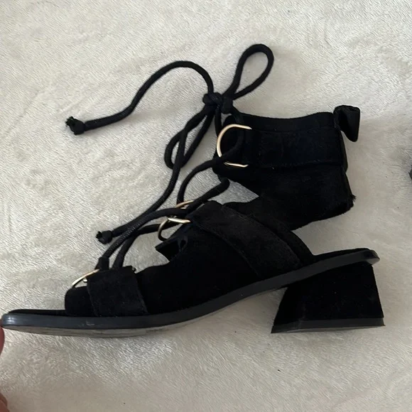 BIMBA Y LOLA strappy suede black sandals Sz 6 - Picture 7 of 10